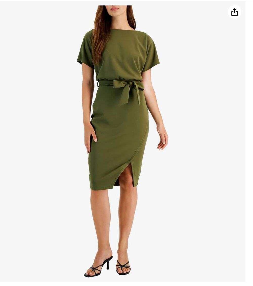 Kensie Women's Textured Knit Boat Neck Blouson Dress sz12